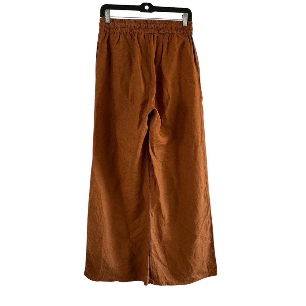 Jillian Boustred 100% Linen Wide Leg Pants M Earth Tone - Picture 3 of 13